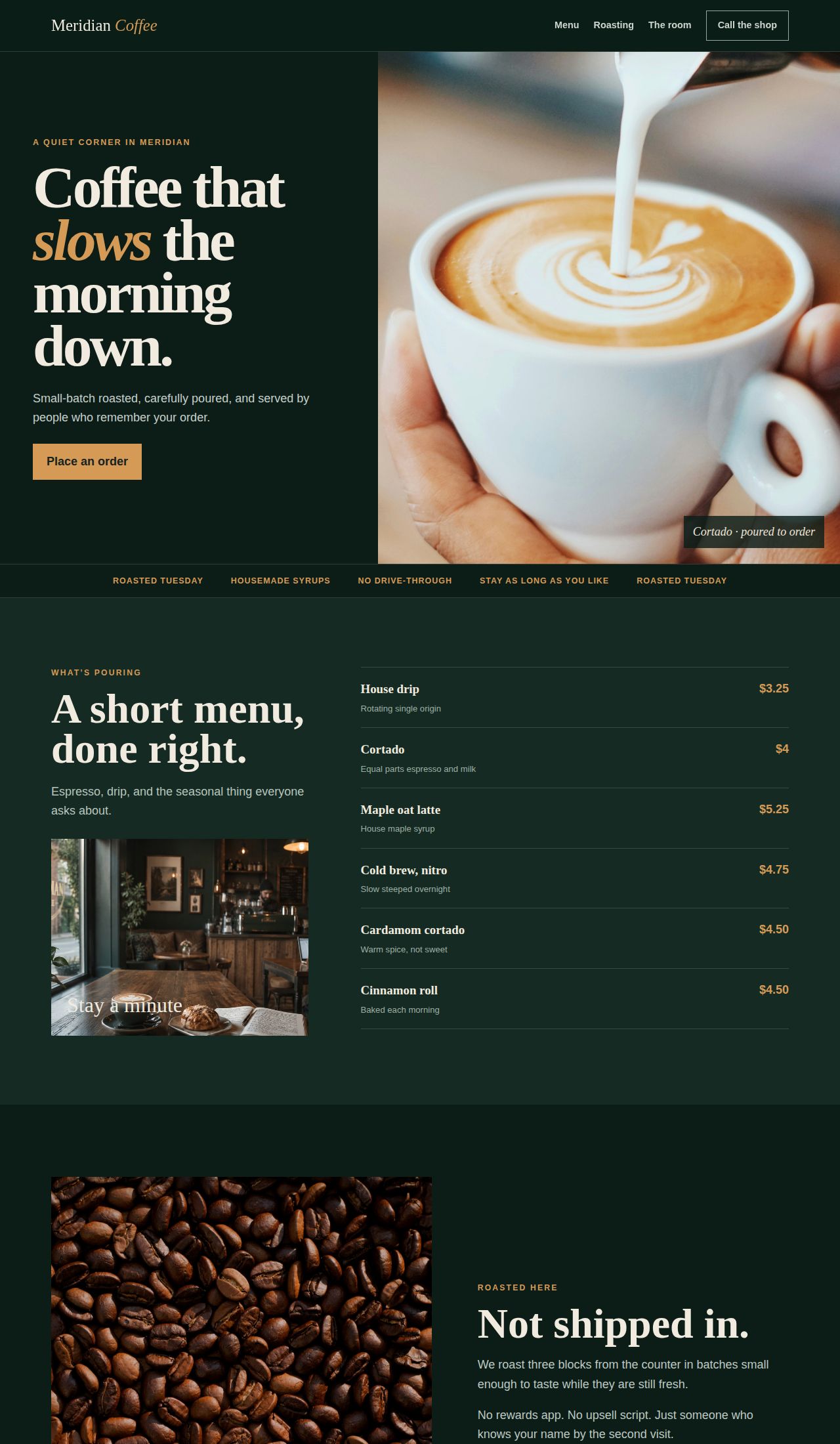 Meridian Coffee website preview